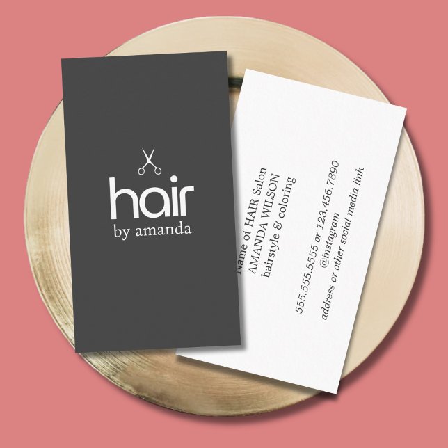 Minimalist Elegant Black White Bold Scissors Hair Business Card (Creator Uploaded)