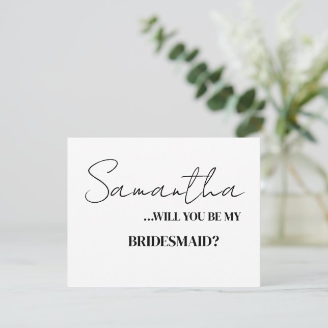Minimalist Elegant Black White Bridesmaid Proposal (Standing Front)