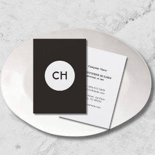 Minimalist Elegant Black White Circle Monogram Business Card