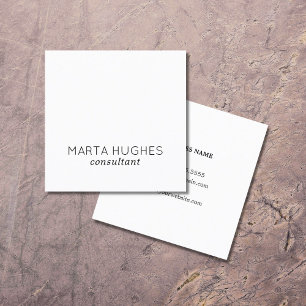Minimalist Elegant Black White Consultant Square Business Card