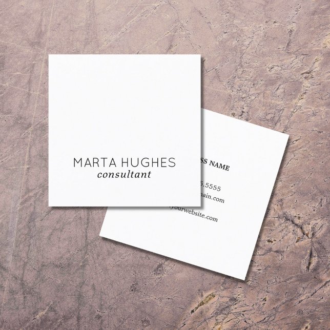 Minimalist Elegant Black White Consultant Square Business Card (Creator Uploaded)