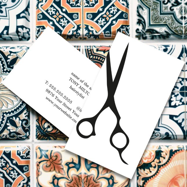 Minimalist Elegant Black White Hair Salon Business Card (Creator Uploaded)