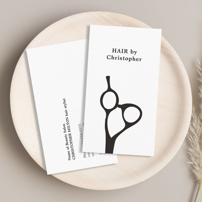 Minimalist Elegant Black White Hair Stylist Business Card (Creator Uploaded)