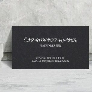 Minimalist Elegant Black White Hairdresser Business Card
