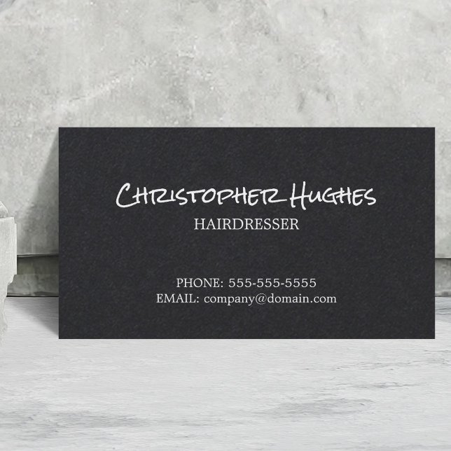 Minimalist Elegant Black White Hairdresser Business Card (Creator Uploaded)