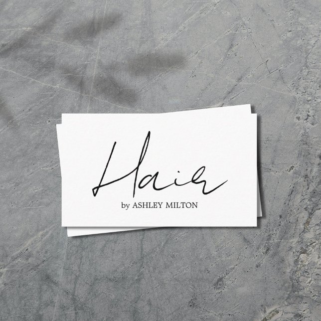 Minimalist Elegant Black White Hairstylist Business Card (Creator Uploaded)