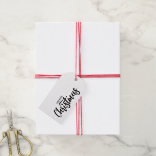 Minimalist Elegant Black White Merry Christmas Gift Tags