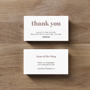 Minimalist Elegant Black White Pastel Thank You Discount Card