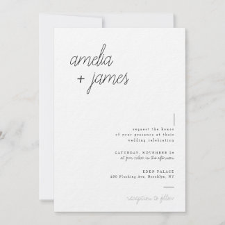 Minimalist Elegant Black & White Photo Wedding Invitation