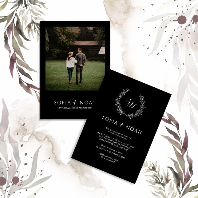 Minimalist Elegant Black & White Photo Wedding Invitation (Creator Uploaded)