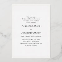 Minimalist Elegant Black White Serif Wedding Gold