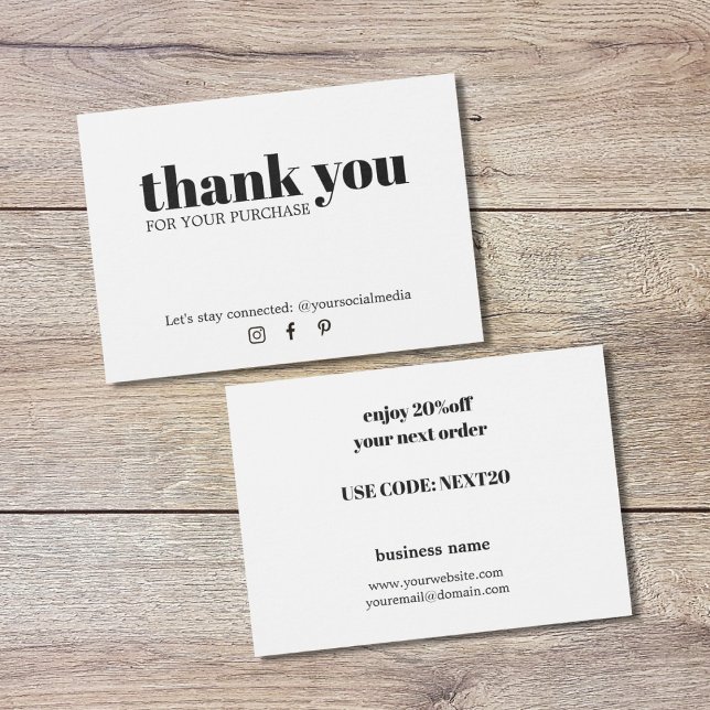 Minimalist Elegant Black White Thank You Coupon (Creator Uploaded)