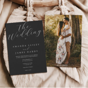 Minimalist Elegant Black & White Wedding Invitati Invitation