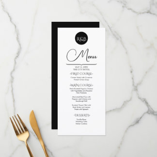 Minimalist Elegant Black & White Wedding Menu