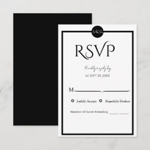 Minimalist Elegant Black & White Wedding RSVP Card