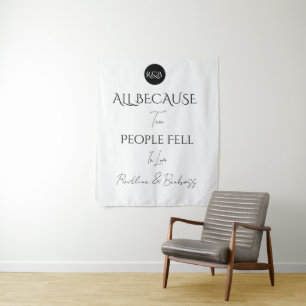 Minimalist Elegant Black & White Wedding Tapestry