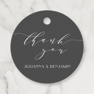 Minimalist Elegant Black White Wedding Thank You  Favour Tags