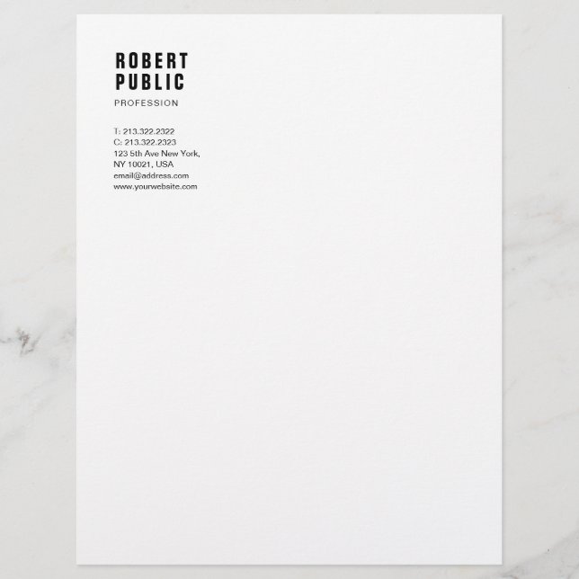 Minimalist Elegant Blak And White Template Modern Custom Letterhead (Front)