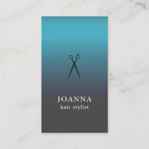 Minimalist Elegant Blue Black Scissors HairStylist Business Card
