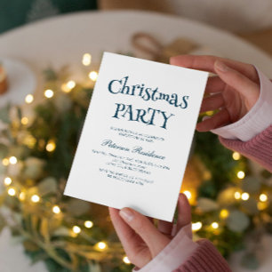 Minimalist Elegant Blue Christmas Party Invitation