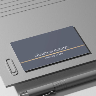 Minimalist Elegant Blue Faux Copper Line Attorney Business Card