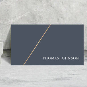 Minimalist Elegant Blue Faux Gold Line Consultant Business Card