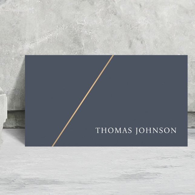 Minimalist Elegant Blue Faux Gold Line Consultant Business Card (Creator Uploaded)