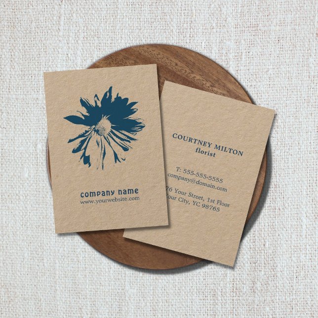 Minimalist Elegant Blue Flower Florist Business Card (Creator Uploaded)