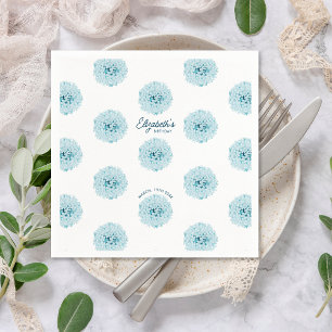 Minimalist Elegant Blue Hydrangeas Birthday Party Napkin