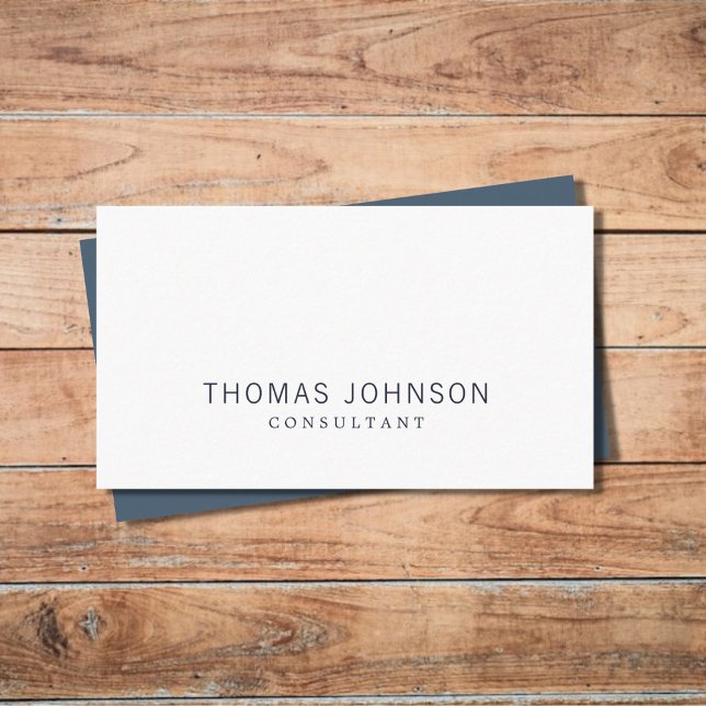 Minimalist Elegant Blue  White Consultant Business Card (Creator Uploaded)