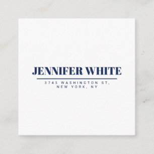 Minimalist Elegant Blue & White Plain Retro Enclosure Card