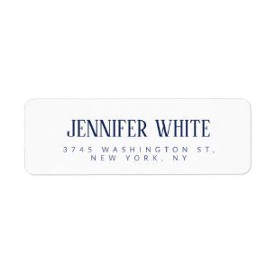 Minimalist Elegant Blue & White Plain Retro Return Address Label
