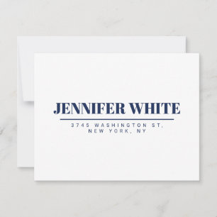 Minimalist Elegant Blue & White Plain Retro RSVP Card