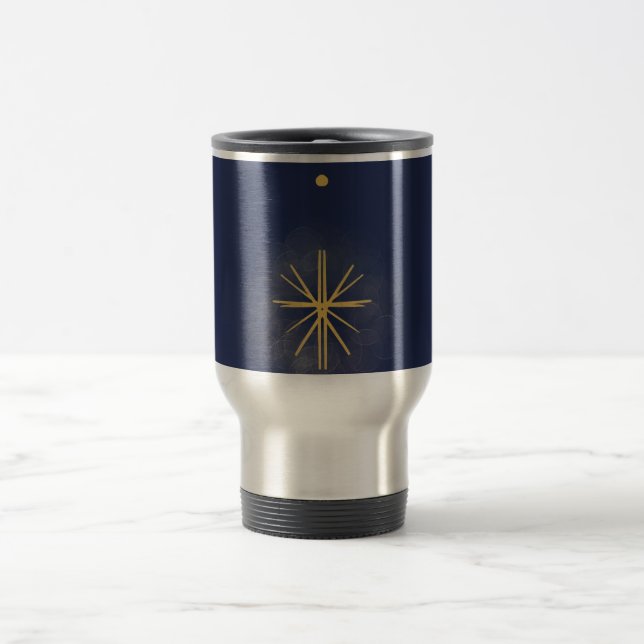 Minimalist Elegant Blue with Yellow Star Mug (Center)