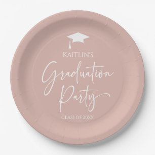 Minimalist Elegant Blush Pink Graduation Party Paper Plate