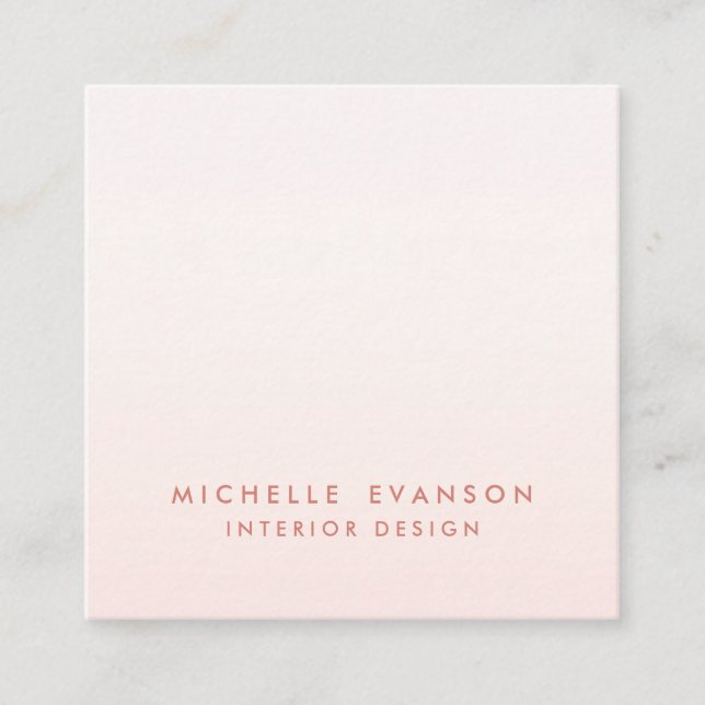 Minimalist Elegant Blush Pink Professional Square Business Card (Front)