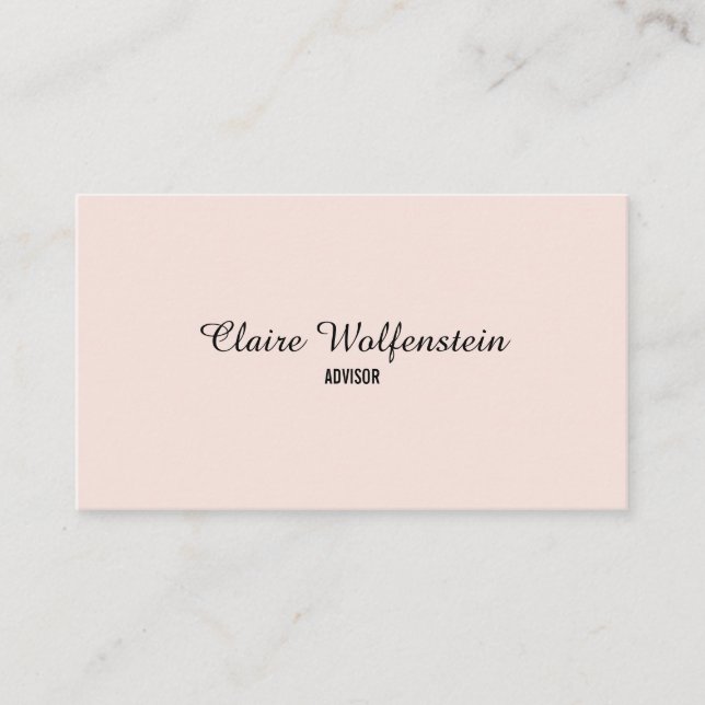 Minimalist Elegant Blush Pink Script Professional Business Card (Front)