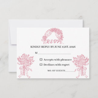 Minimalist Elegant Blush Pink Wedding RSVP Card