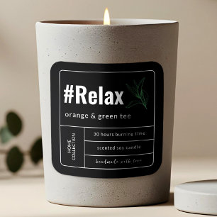Minimalist Elegant Boho Black & White Candle Label