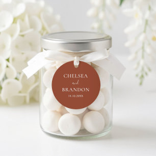 Minimalist Elegant Boho Burnt Orange Wedding Classic Round Sticker