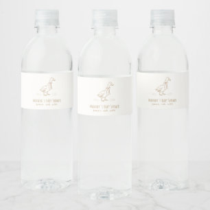 Minimalist Elegant Boho Silly Goose Baby Shower Water Bottle Label