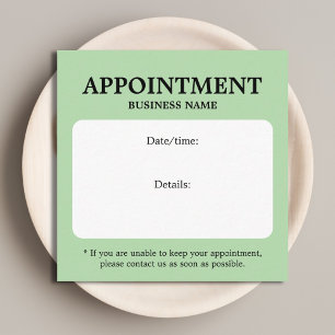 Minimalist Elegant Bold White Green Appointment Card