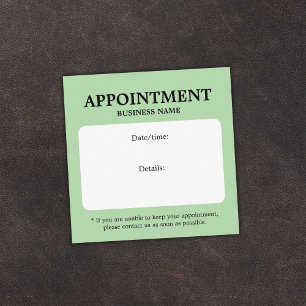 Minimalist Elegant Bold White Green Appointment Card