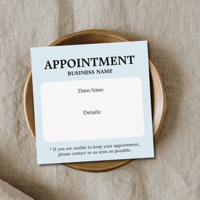 Minimalist Elegant Bold White Light Blue  Appointment Card (Creator Uploaded)