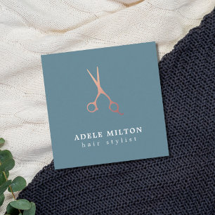 Minimalist Elegant Bose Gold Scissors Hairstylist Square Business Card
