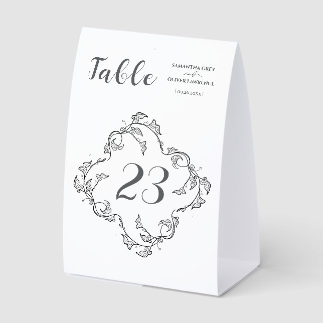 Minimalist Elegant Botanical Wedding Table Card (Front)
