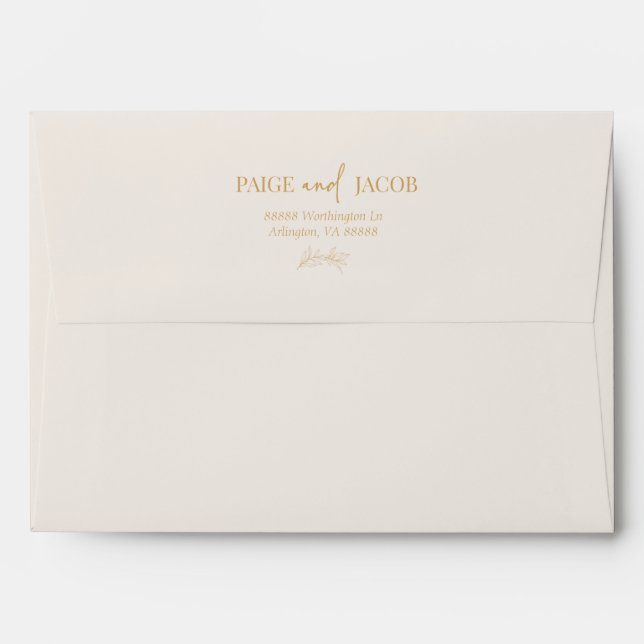 Minimalist Elegant Branch Custom Names Wedding Envelope (Back (Top Flap))