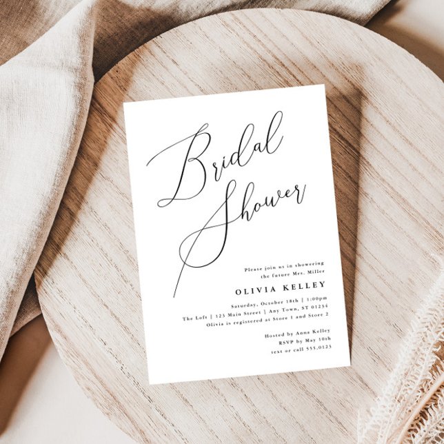 Minimalist Elegant Bridal Shower Black and White Invitation (Creator Uploaded)