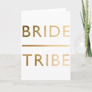minimalist elegant bride tribe faux gold text card