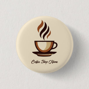 Minimalist Elegant Brown Coffee business logo shop 3 Cm Round Badge